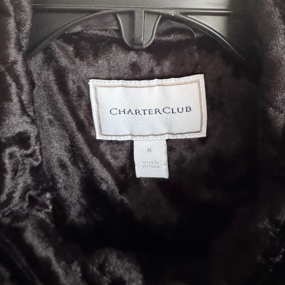 Charter Club Quilted Velvet Puffer Vest Black Cozy Luxe Medium